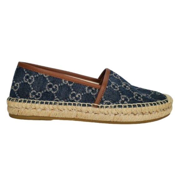Gucci Pilar GG Monogram Jacquard Denim Espadrille Flats - Picture 1 of 9